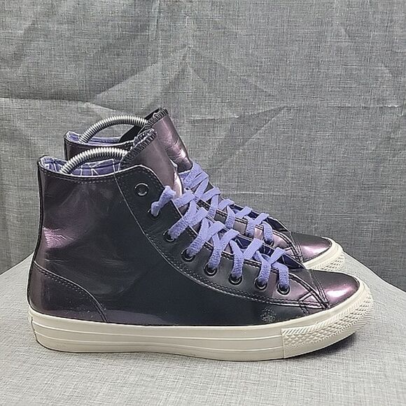 Converse All Star Chuck Taylor Hi-Top Metallic purple gloss Sneaker women's 10.5 - Picture 4 of 12